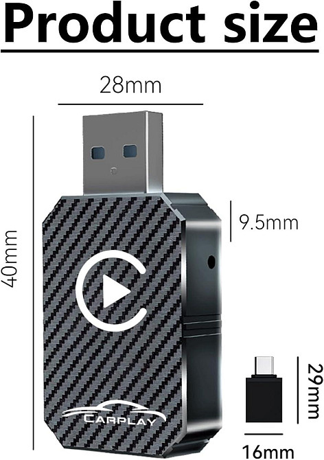 Бездротовий адаптер CarPlay XIXIXIAXIA Q1M 2025, конвертація з дротового Карплей Plug & Play USB-C iOS 12+ чорний Київ - фото 7