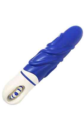 Розкішний вібратор з опуклими ребрашками для стимуляції AMOR BIG VIBRATOR BRUCE Blue (Застосунок НЕ Sex Aura Київ