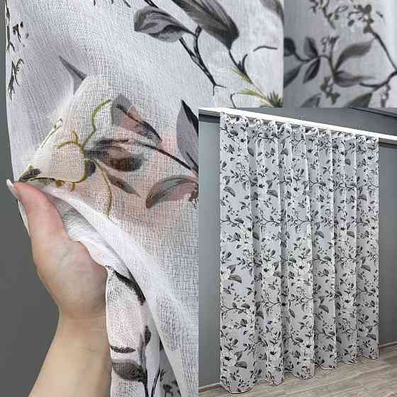 Тюль VR-Textil 1681т Flora Батист Білий з сірим 400х270 см (42-0965) Київ