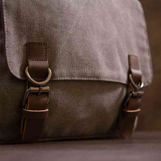 Сумка почтальонка текстильна Vintage 20605 Сіра Київ