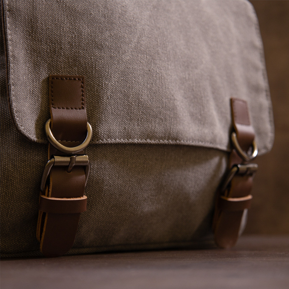 Сумка почтальонка текстильна Vintage 20605 Сіра Київ - фото 2