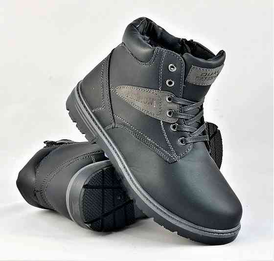 Ботинки ЗИМНИЕ Мужские Черные Кроссовки с МЕХОМ на Замке с Молнией (размеры: 42,44) - 204-1 Днепр