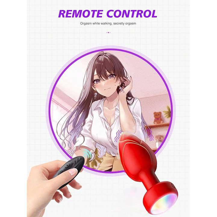 Светящаяся анальная пробка с вибрацией и Д/У Light Anal Plug 3,5*9 см зеленая – Анальные игрушки Винница - изображение 9