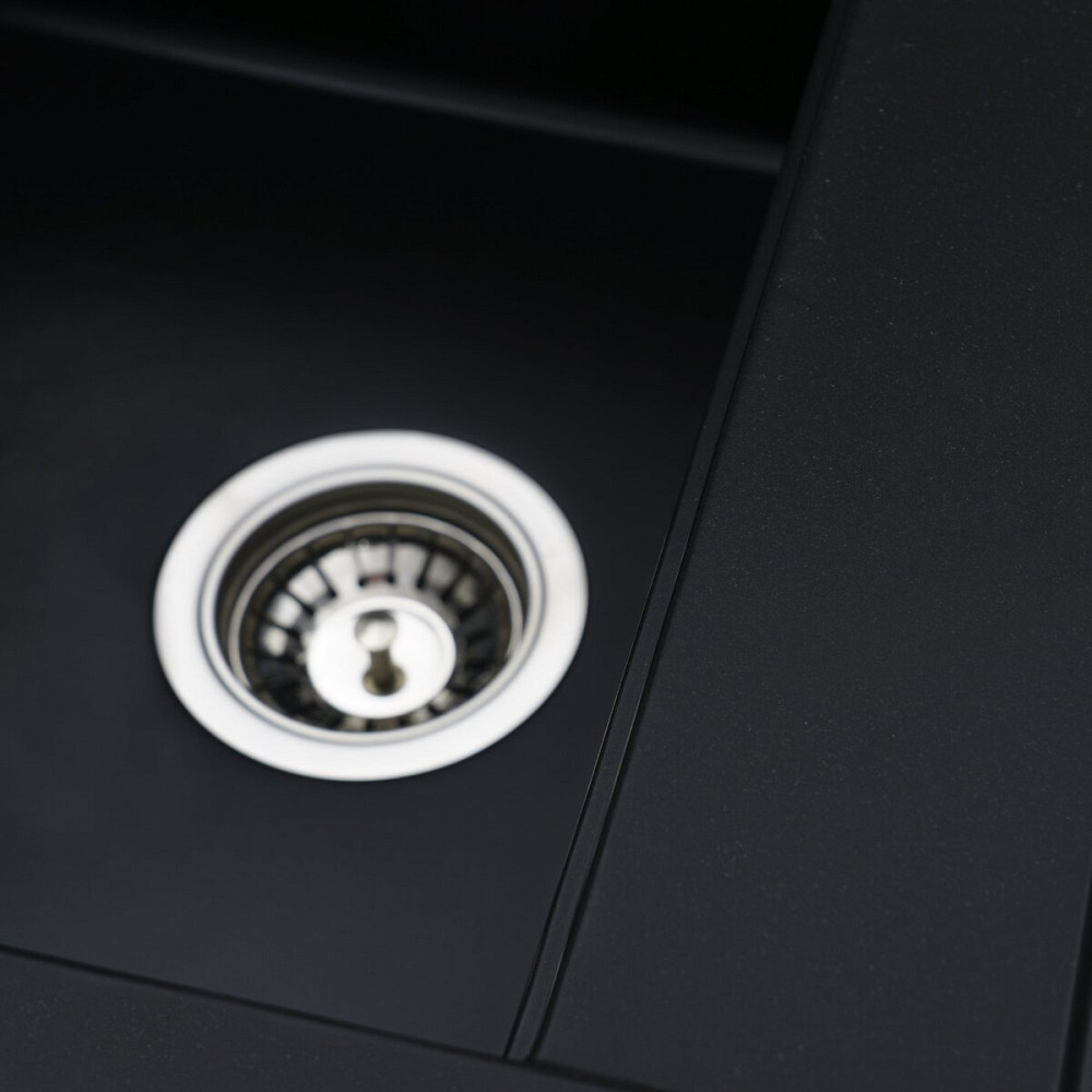 VALESO Кухонна мийка гранітна VALESO 5149 (чорна) + сифон 1041 + змішувач чорний BG77 Київ - фото 4