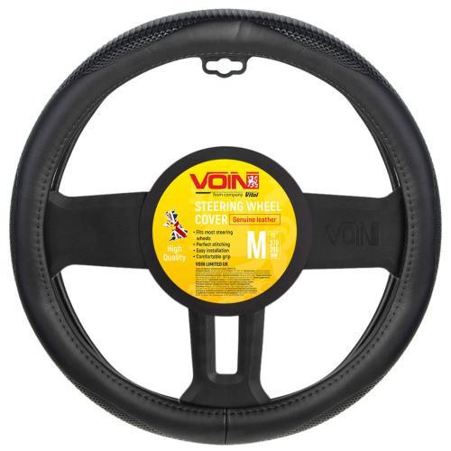 Чохол на кермо VLOD-L948 BK M чорний, шкіра, один шов, без прошивки Харків - фото 1