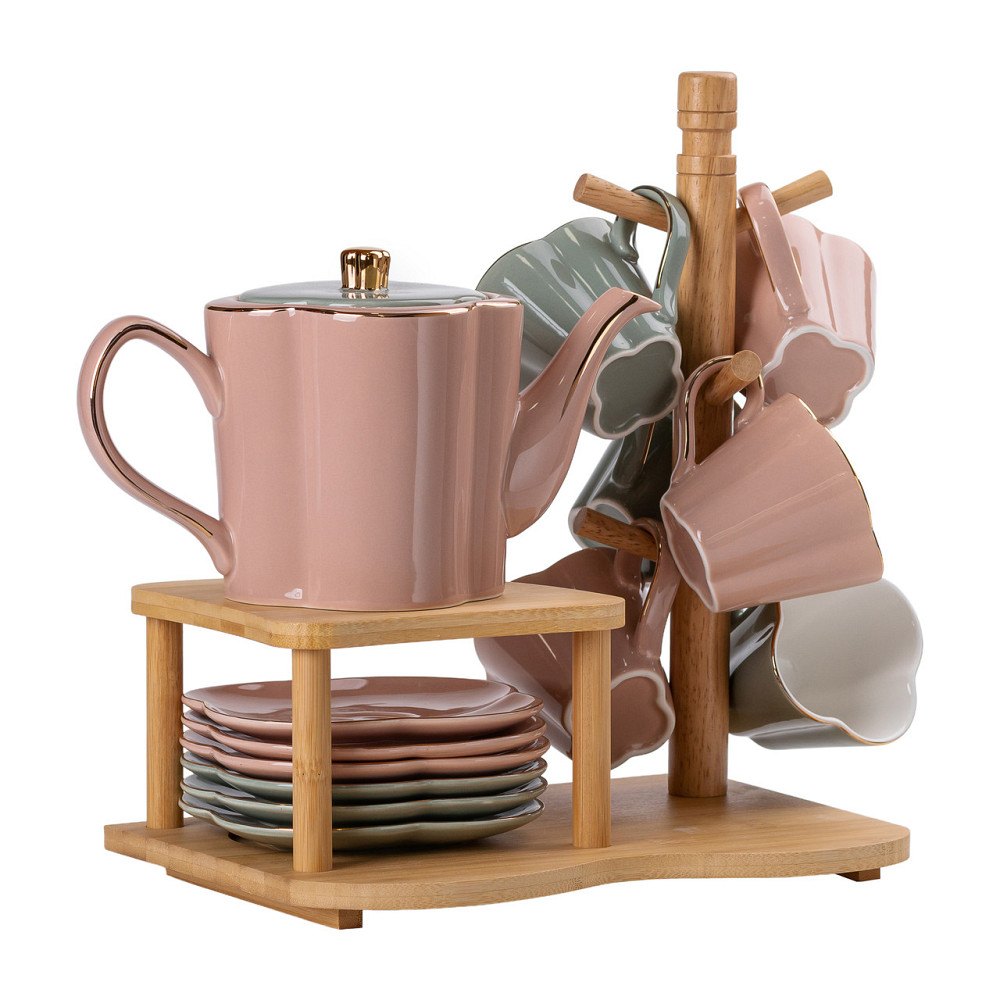 Yiwu Чайний сервіз на 6 персон з бамбуковою підставкою HP-15-25 Киев - изображение 6