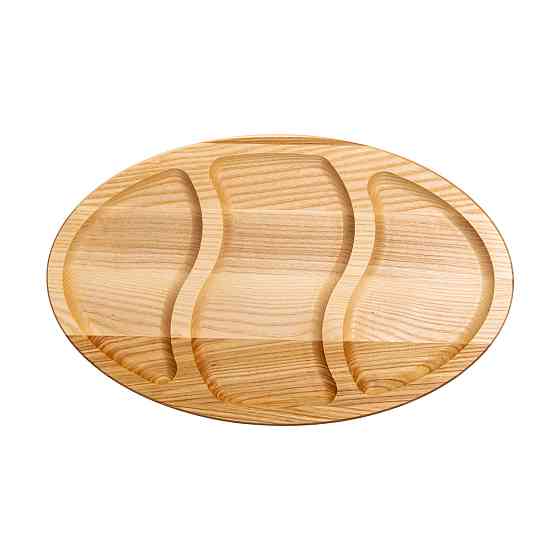 Менажниця дерев'яна 40х25 см овальна на 3 секції, ясен T24W250 Коломия