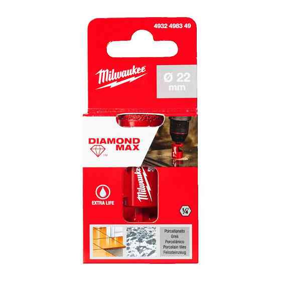 Коронка алмазна Diamond Plus/Max MILWAUKEE, диаметр 22,0мм (1/4' Hex) (сверление с водой) Одесса