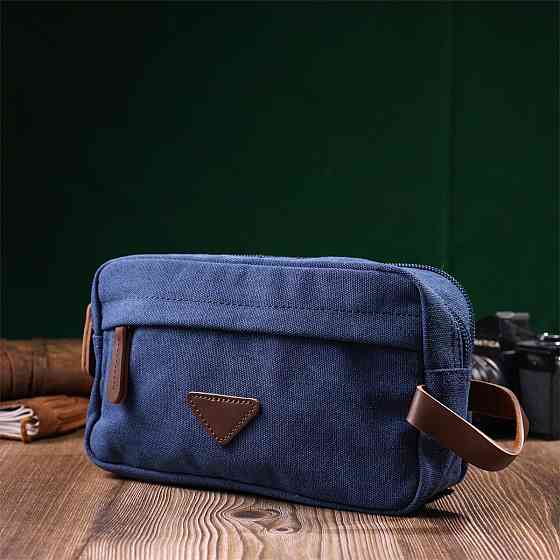 Зручна барсетка для чоловіків на два відділення із якісного текстилю Vintage 22234 Синій Київ