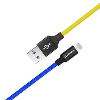 Дата кабель USB 2.0 AM to Lightning 1.0m National ColorWay (CW-CBUL052-BLY) Винница