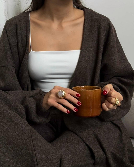 Женский базовый костюм двойка: кардиган и штаны палаццо из двустороннего ангоры Одесса - изображение 4