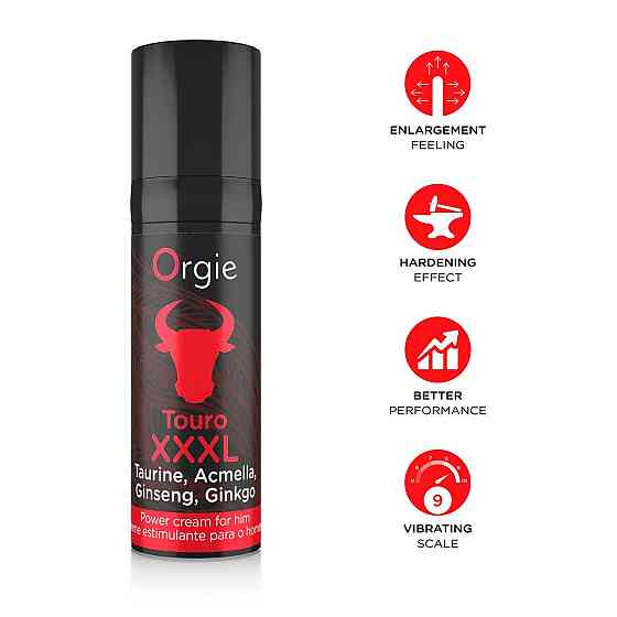 Крем для посилення ерекції Orgie Touro XXXL Power Cream, 15 мл, з ефектом вібрації Sex Aura Київ