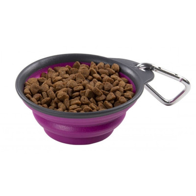 Посуда для собак Dexas Дорожная складная миска Тревел Кап с карабином имела 240 мл (пурпурная) (0084297309138) Винница - изображение 1