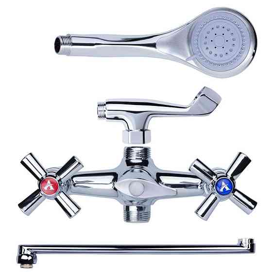 Змішувач PM 1/2" для ванни гусак прямий 350 мм дивертор вбудований картриджний AQUATICA PM-2C257C (9780200) Київ