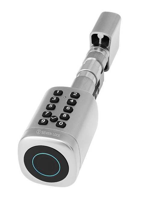 Умный дверной биометрический замок (цилиндр) SEVEN LOCK SL-7773BF silver (40-106 мм) Киев - изображение 11