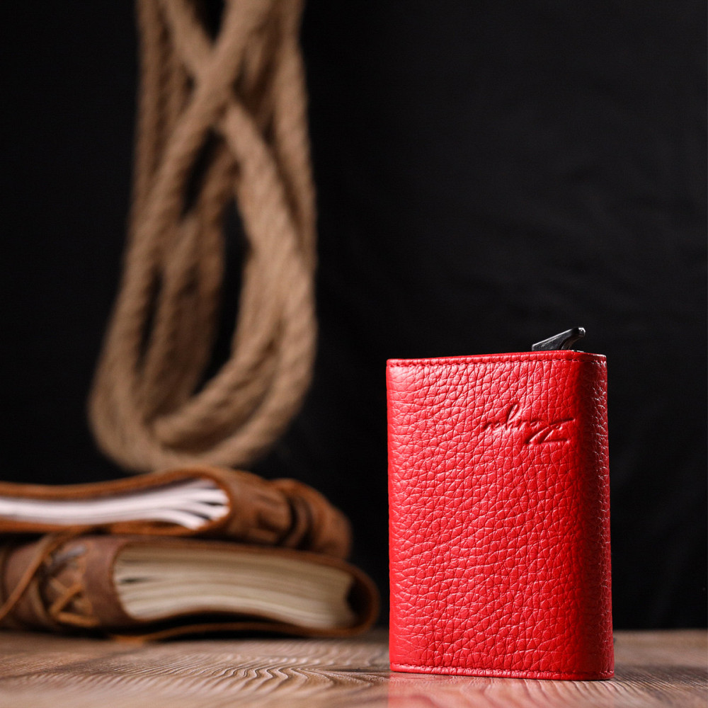Візитниця з натуральної зернистої шкіри KARYA 20981 Червоний Київ - фото 6