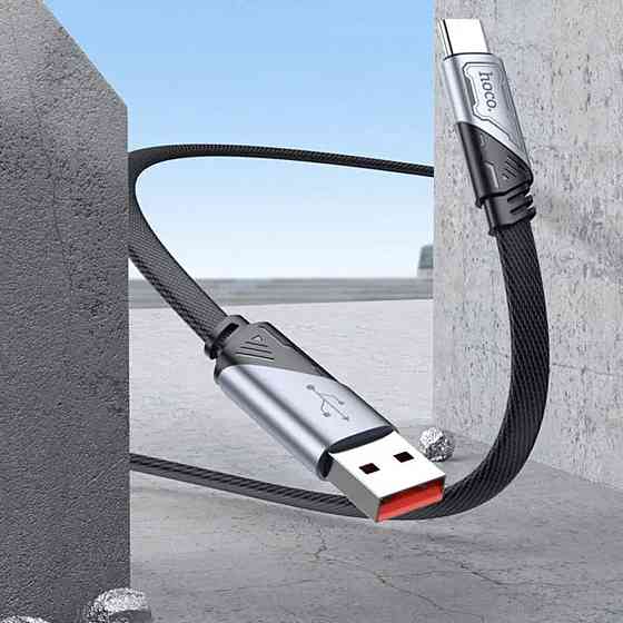 Кабель USB - Type-C HOCO U119 5A 1.2m nylon aluminum connectors Black 6942007605007 Одесса