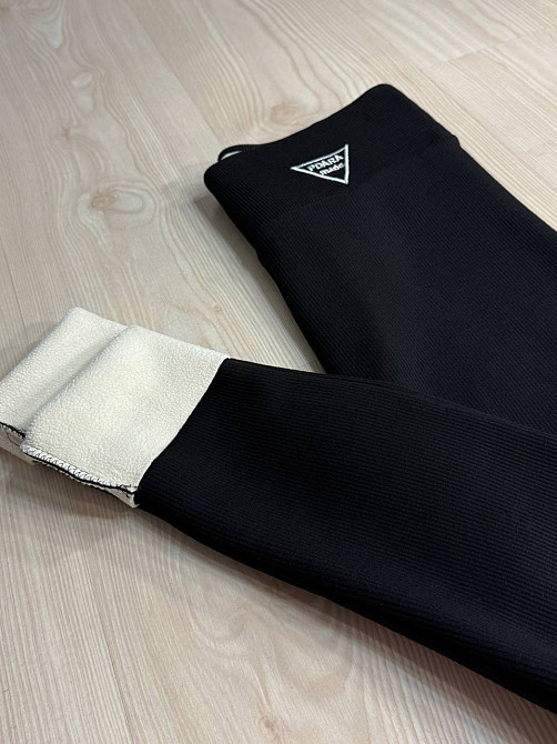 Лосини жіночі Ластівка 5247 рубчик широкий пояс утеплені на хутрі чорні, чорний, M Київ - фото 20