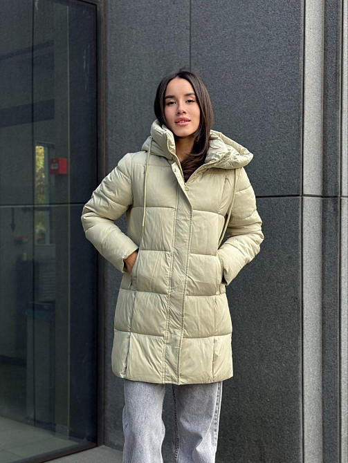 Жіноча тепла стильна куртка плащівка Оливковий, 44 Одеса - фото 2