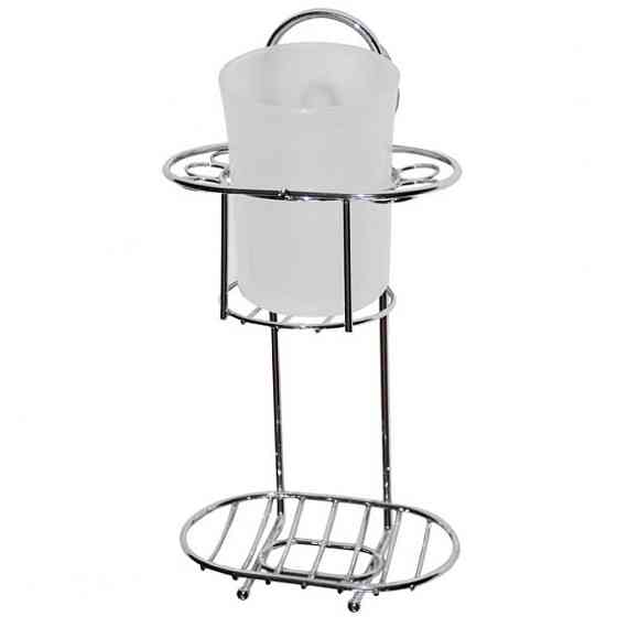 Склянка для зубних щіток та мильницею 13*8,5*25см пластик на хром підставці Харків