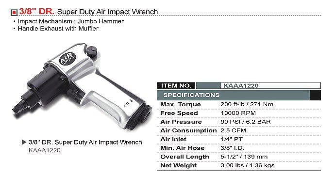 Пневмогайковерт для шиномонтажу TOPTUL 3/8" 271N/m 10000 об/хв KAAA1220 Чернігів - фото 2