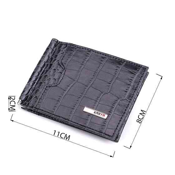 Практичный мужской кошелек-зажим из натуральной кожи KARYA 22851 Серый Киев