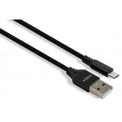 Дата кабель USB 2.0 AM to Micro 5P nylon 1m black Vinga (VCPDCMBN21BK) Винница