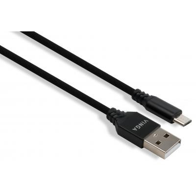 Дата кабель USB 2.0 AM to Micro 5P nylon 1m black Vinga (VCPDCMBN21BK) Винница - изображение 1