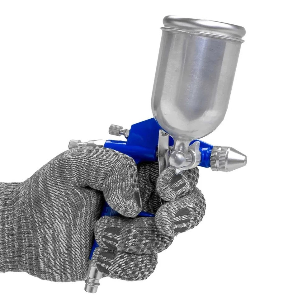 Краскораспылитель мини с боковым метал. бачком (125мл, 0.8мм, 2.0bar, 85-140 л/мин, присоед. резьба 1/4