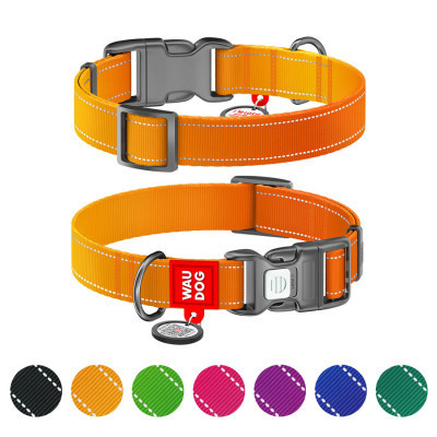 Ошейник для животных WAUDOG Nylon Mono с QR паспортом, пластиковый фастекс L оранжевый (52154) Винница - изображение 1