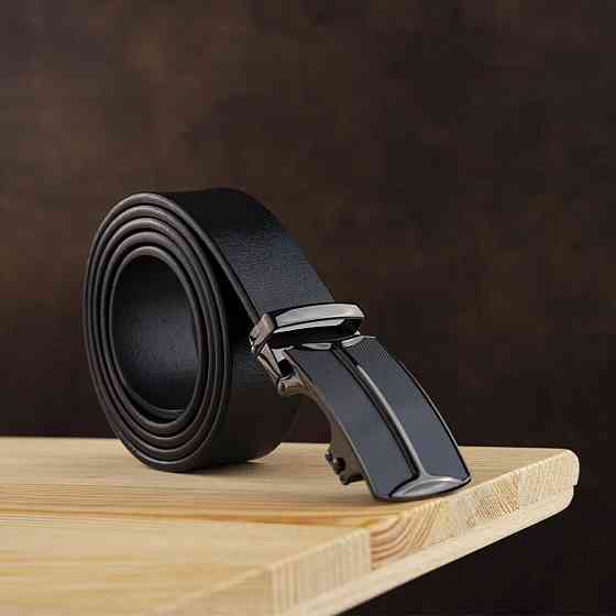 Ремень мужской c затемненным матовым металлом Vintage 20267 Черный Киев