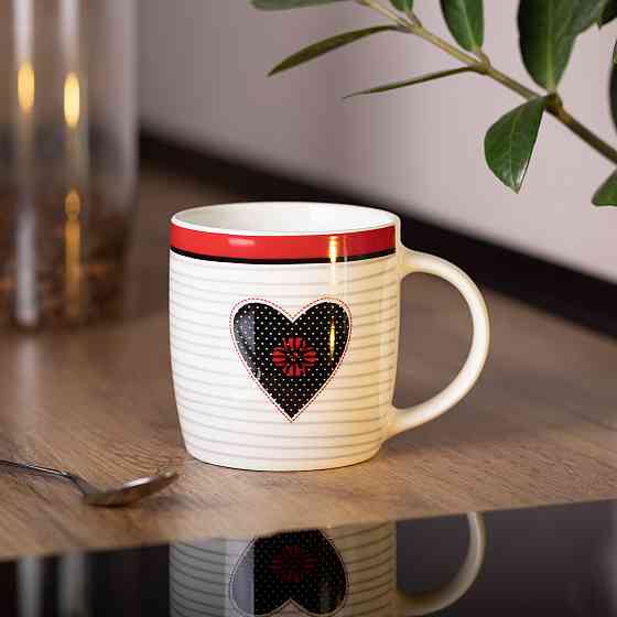 Чашка порцелянова 400 (мл) для чаю та кави з серцем Lugi RX-N240147WB Коломыя