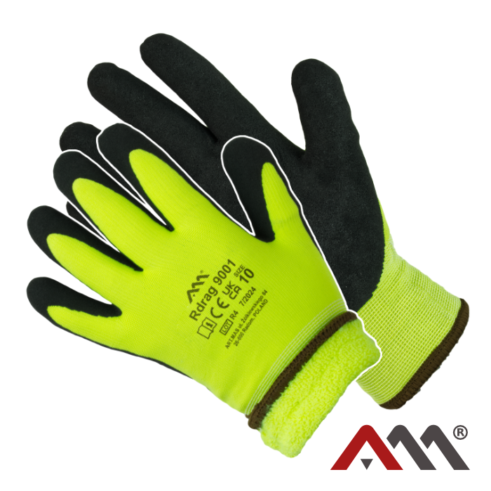 Утеплені зимові рукавиці робочі "ArtMas" трикотажні покриті пінополіуретаном, жовто-чорного кольору, розм.10 Киев - изображение 1