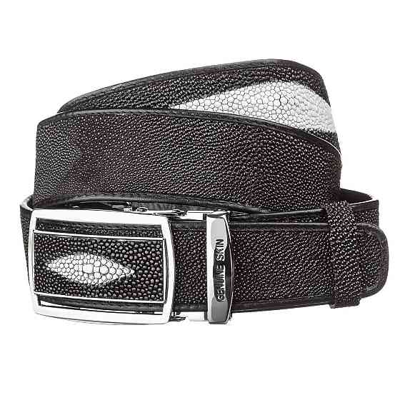 Ремень-автомат STINGRAY LEATHER 18203 из натуральной кожи морского ската Черный Киев