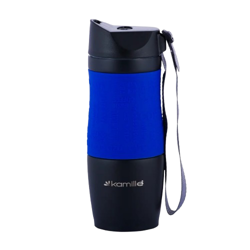 Термочашка 380мл з TPR вставкою і ремінцем нержавіюча сталь (мікс) KAMILLE 2052A Житомир - изображение 2