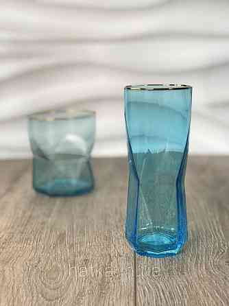 Стакан хайбол "Блакита Геометрія" 225 мл блакитний із золотою облямівкою Київ