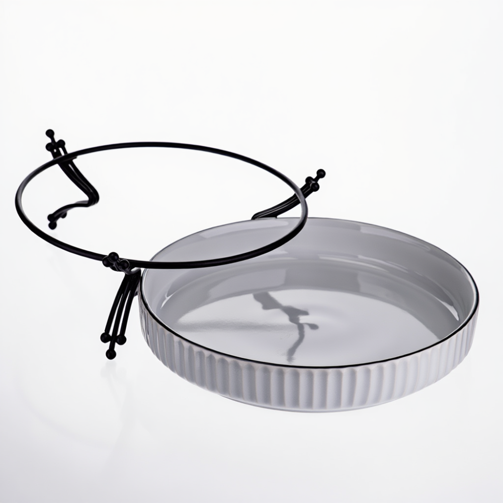 Фруктовниця порцелянова на металевій підставці 22.5 см Чорний LB-1571B SBR Київ - фото 3