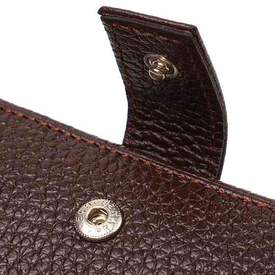 Удобный вертикальный мужской кошелек среднего размера из натуральной кожи флотар CANPELLINI 21737 Коричневый Киев