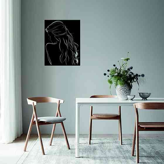 Декоративное настенное Панно «Девушка» Декор на стену 90*70 см, Черный Киев