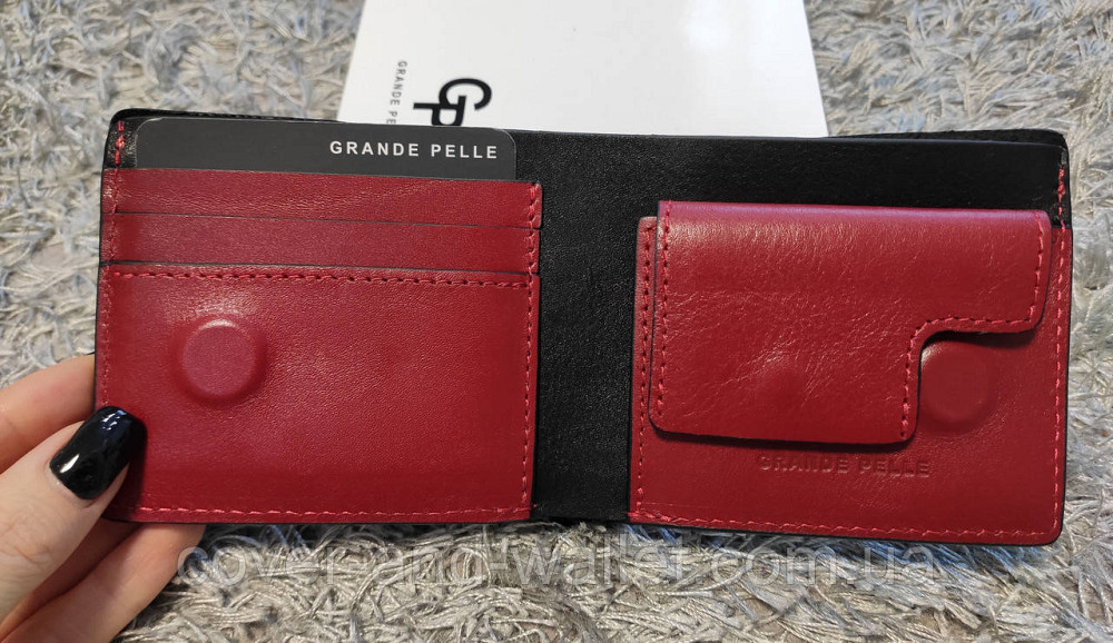 Стильный кожаный кошелек ручной роботы на магнитах Grande Pelle Киев - изображение 6