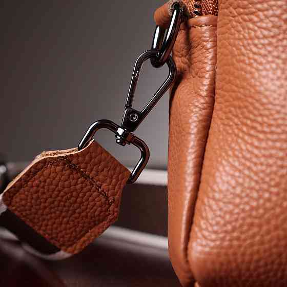 Містка сумка для жінок з кишенями з натуральної шкіри Коричнева (Vintage) Київ