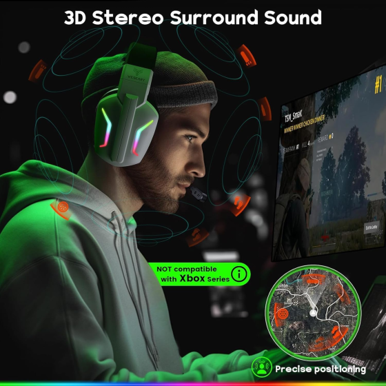Бездротова ігрова гарнітура WESEARY WG1 2.4 ГГц Bluetooth для PS5 PS4 ПК Switch Mac, 50 годин, білий Київ