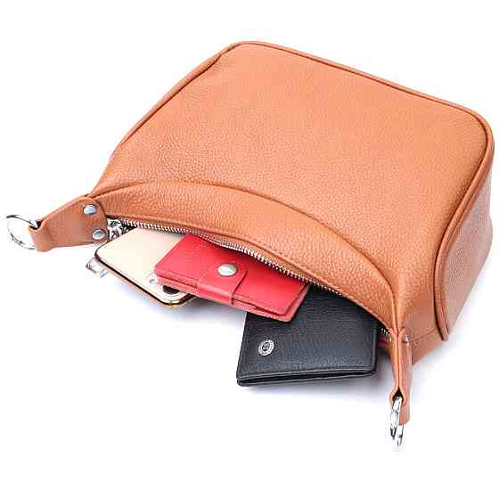 Женская сумка полукруглого формата с одной ручкой из натуральной кожи Коричневая (Vintage) Киев