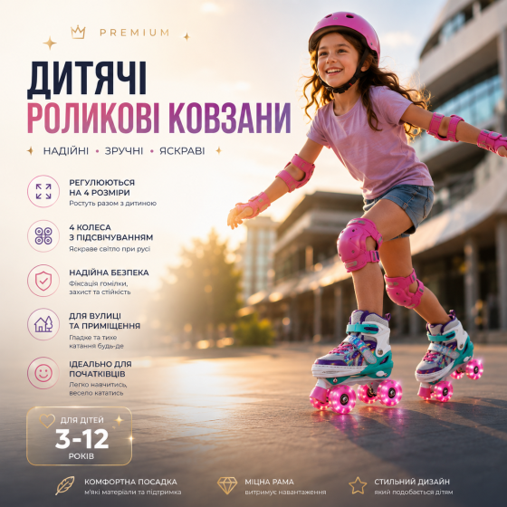 Детские раздвижные роликовые коньки квадры с светящимися колесами ролики для девочек и мальчиков 31-42 Киев