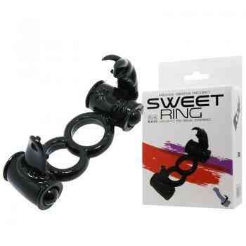 Ерекційне кільце з вібрацією BAILE SWEET RING DOUBLE Vibration Sex Aura Київ