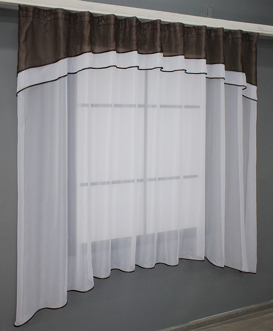 Кухонная гардина VR-Textil № 036к арка белый с венге 270х170 см (52-0785) Киев - изображение 2