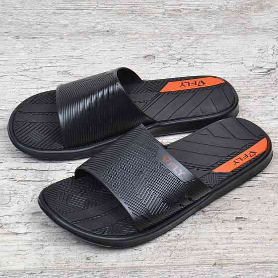 Шлепанцы мужские Fly Форсаж влагостойкие облегченные черные с оранжевым Киев