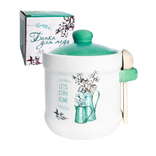 Ємність для меду Бавовна 340мл з дерев'яною ложкою S&T 700-04-18 Житомир - изображение 2