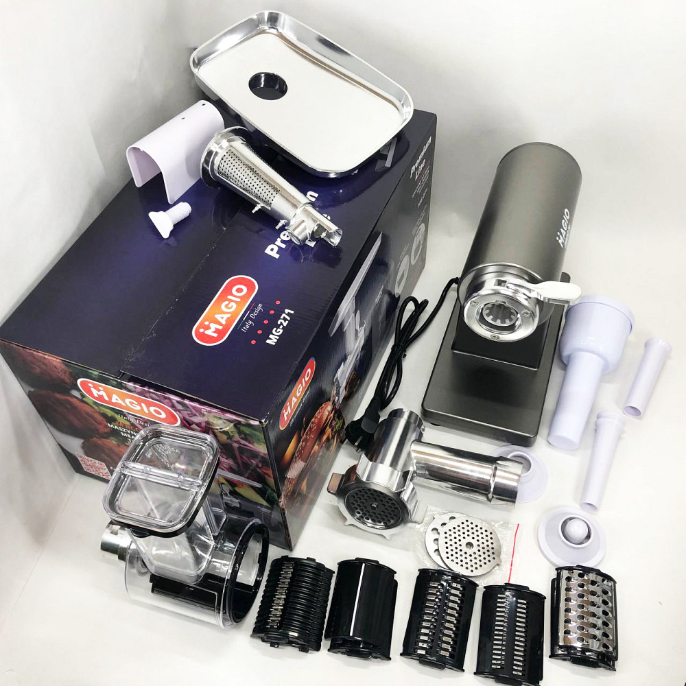 Електром'ясорубка з насадкою для ковбаси MAGIO MG-271, М'ясорубка для домашнього приготування м'яса MC-46 Львів - фото 12