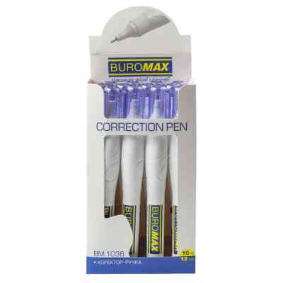 Корректор Buromax ручка 10 мл, спиртовая основа, металлический наконечник (BM.1036) Винница